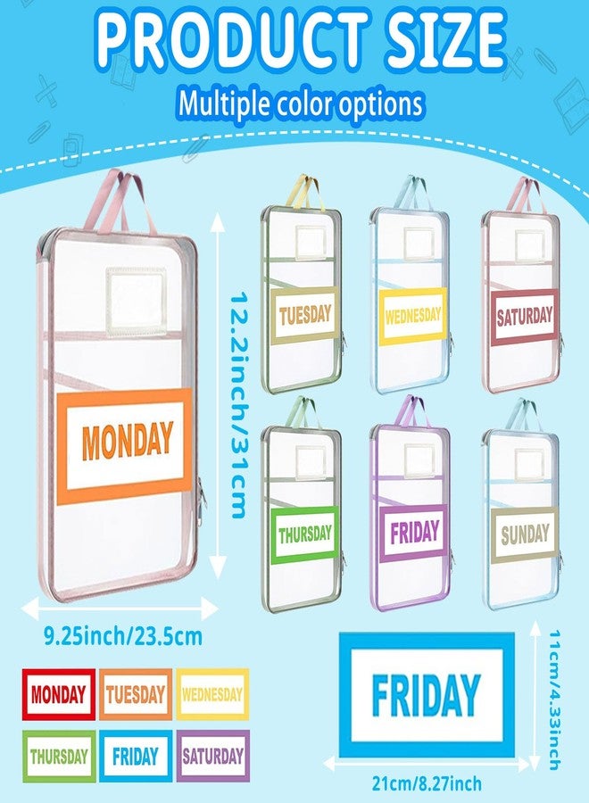 NUOLUTH Weekly Clothes Organizer For Kids:7 Pack Colored Mesh Zipper Pouches A4 Size Breathable Storage Bags with Handles for Travel and Camping,kids travel essentials - Image 3